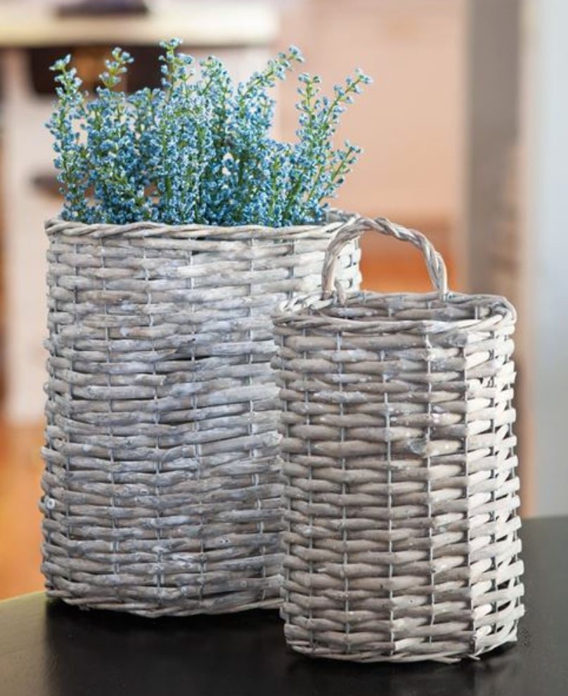 Grey Willow Oval Basket