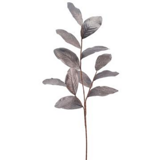 Grey Metallic Magnolia Leaf Spray
