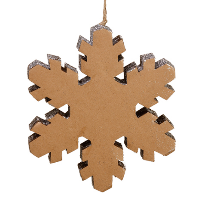 Brown/Silver Glittered Snowflake Ornament