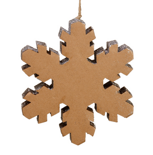 Brown/Silver Glittered Snowflake Ornament