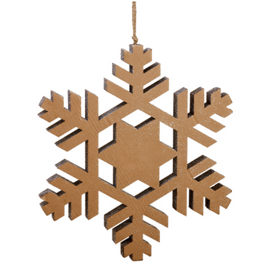 Brown/Silver Glittered Snowflake Ornament