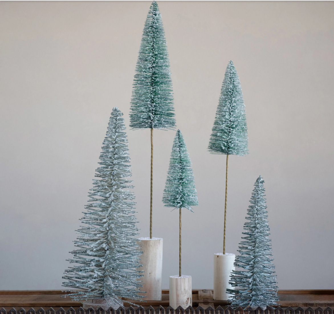 Faux Tree with Snow Finish and Wood Base