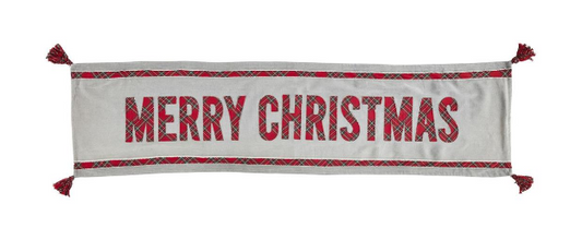 Merry Christmas Reversible Tartan Table Runner