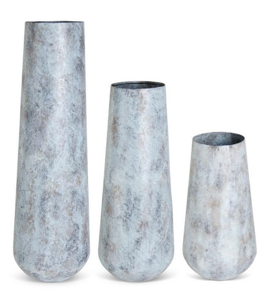 Acid Wash Light Blue Metal Vase