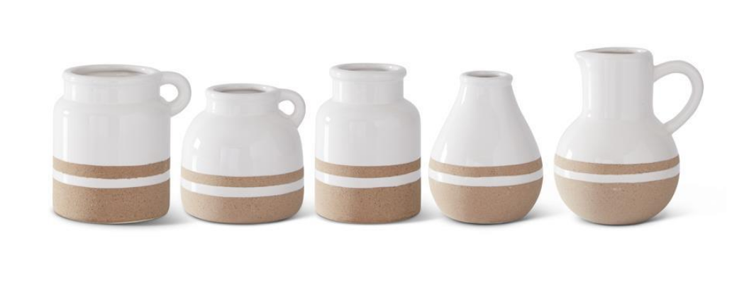 White and Tan Ceramic Jug