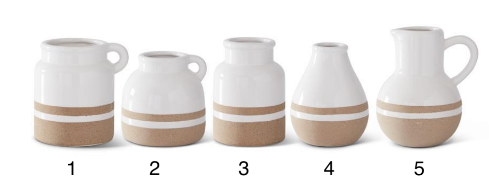 White and Tan Ceramic Jug