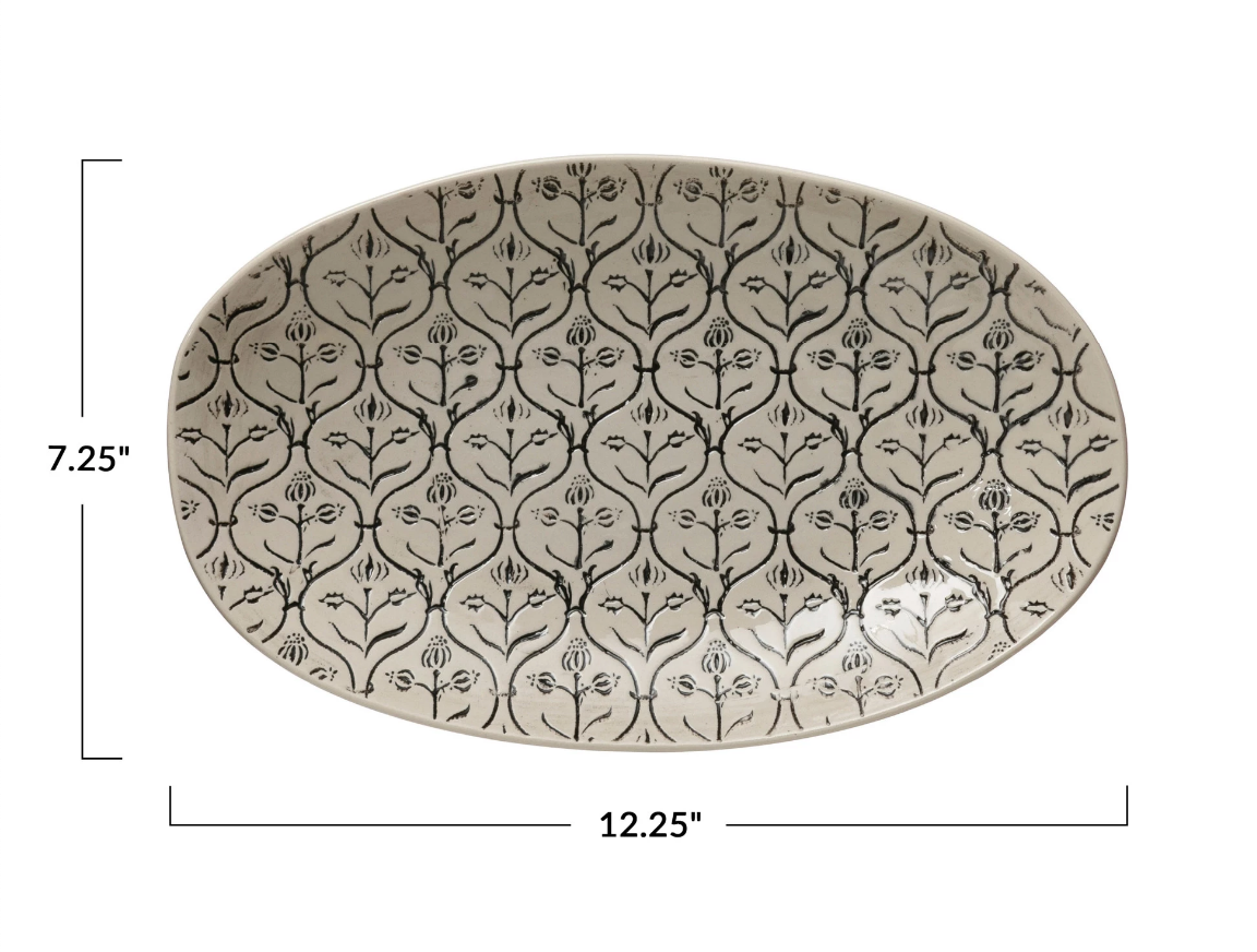 Hand-Stamped Platter with Embossed Pattern