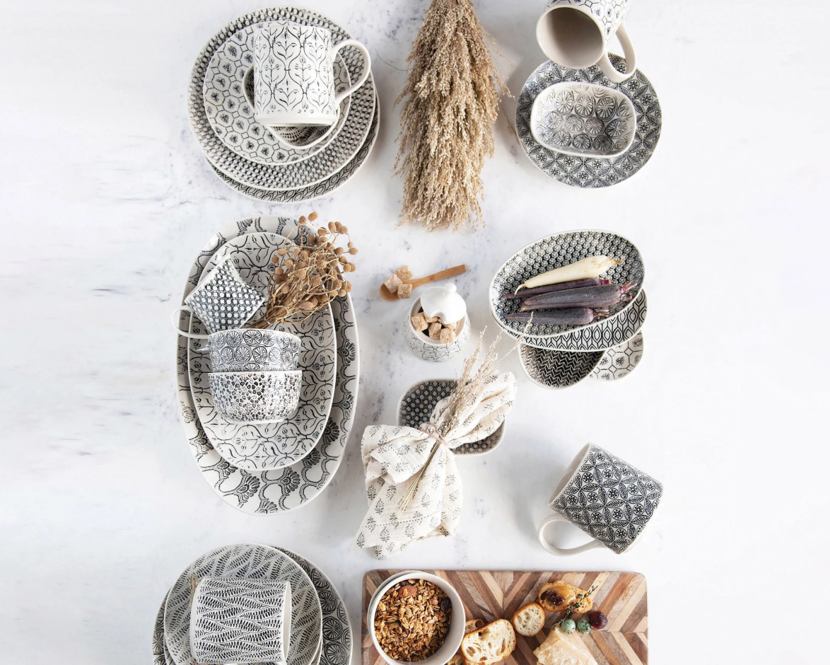 Hand-Stamped Platter with Embossed Pattern