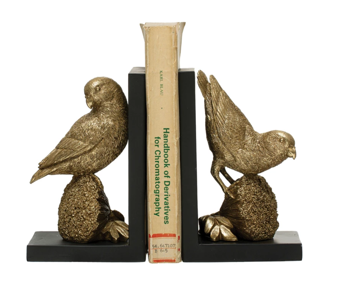 Resin Parrot Bookends, Gold Finish (Set of 2)