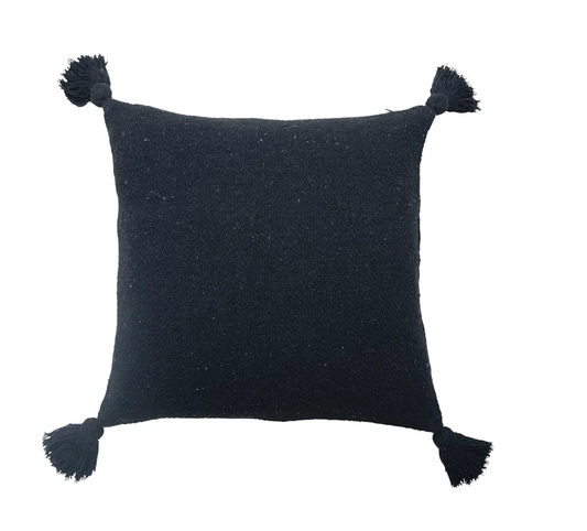 Square Recycled Cotton Blend Pillow with Tassels
