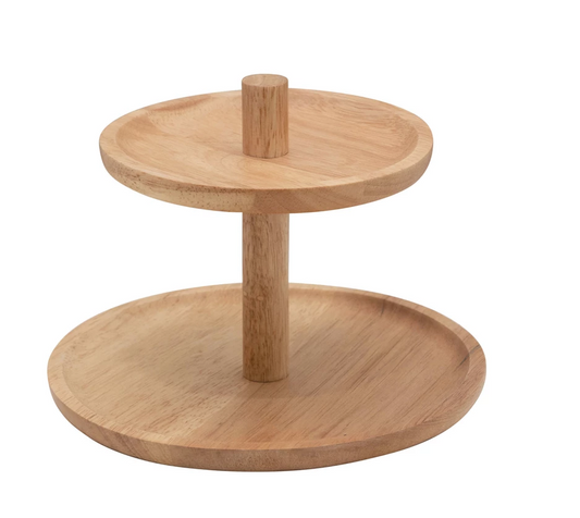 Mini Rubberwood 2-Tier Tray