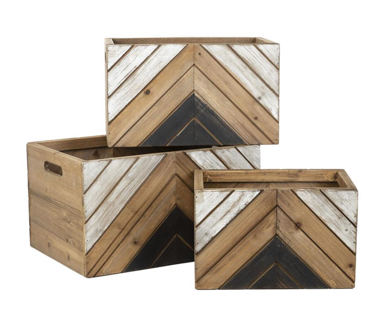 Recycled Wood Chevron Crate