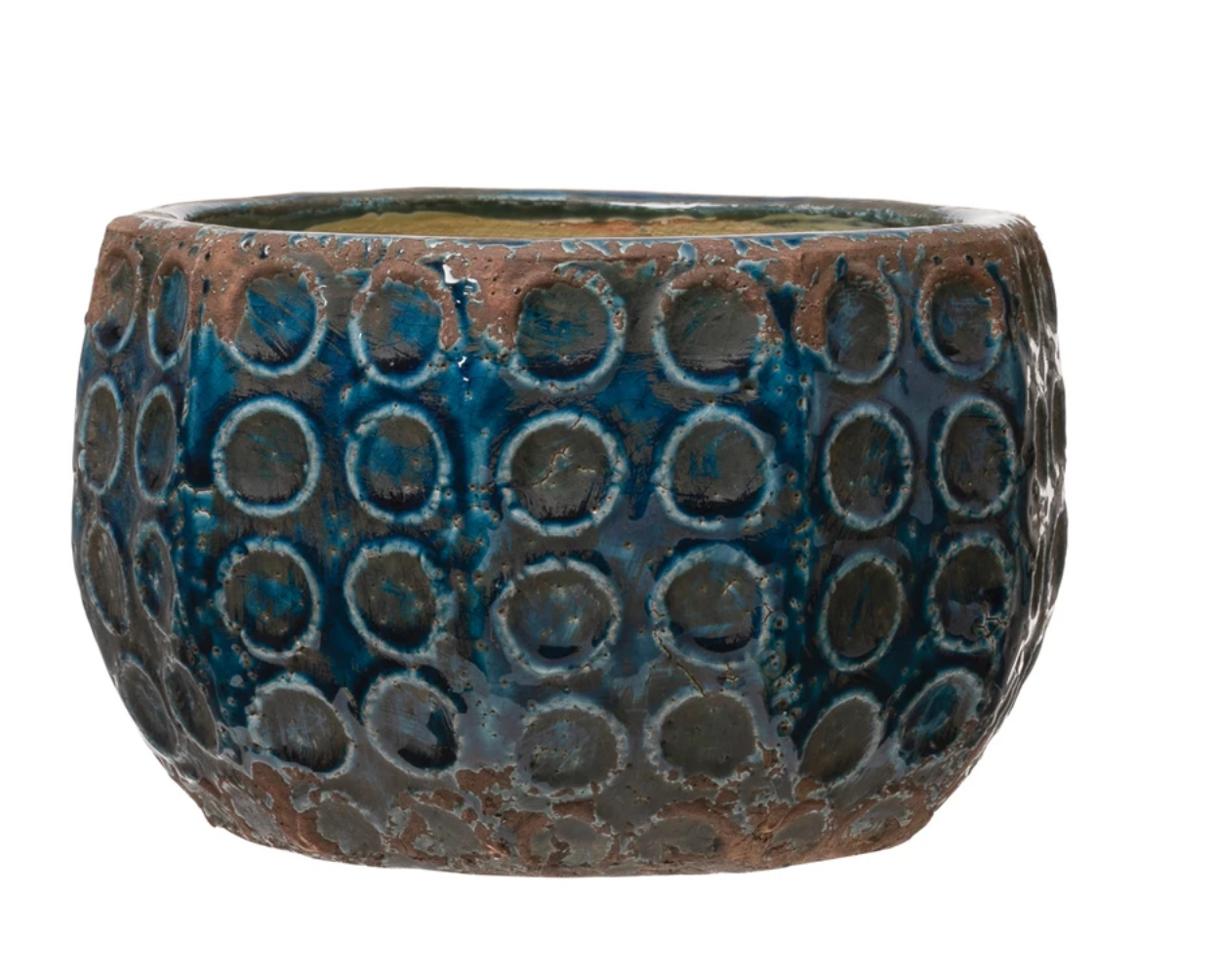 Embossed Terracotta Planter with Circle Pattern