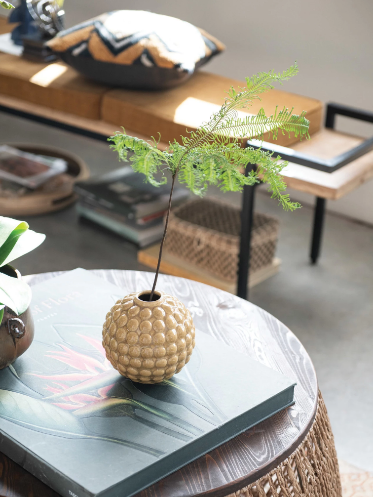 Round Embossed Stoneware Vase