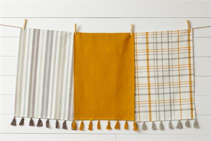 Gray and Mustard Yellow Tea Towel Set (3)