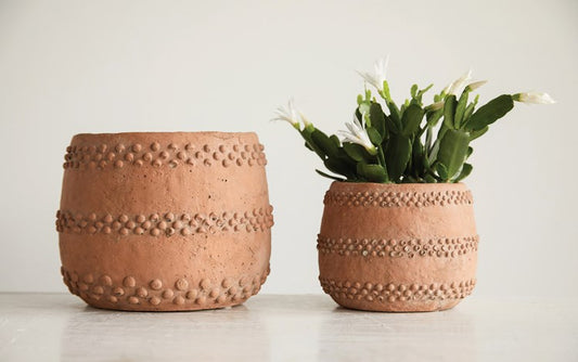 Cement Pot, Terra-cotta Color