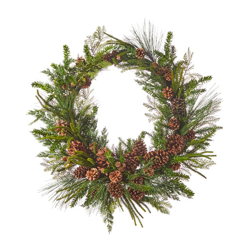 PINECONE AND MIXED GREENERY WREATH