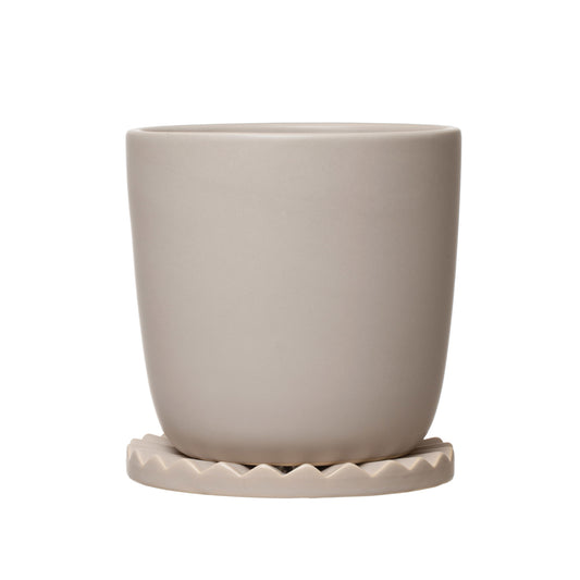 Stoneware Planter and Fluted Saucer