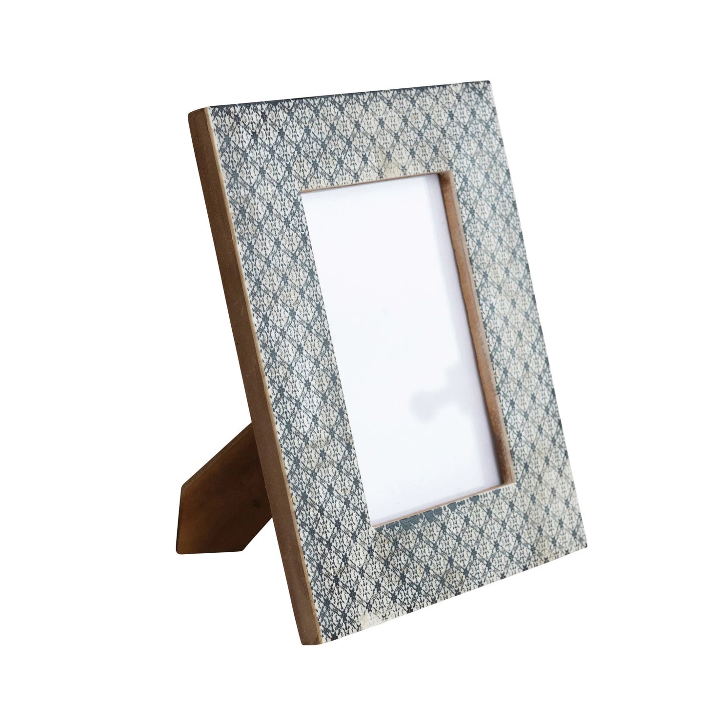 Resin & Glass Photo Frame w/ Pattern, Charcoal Color