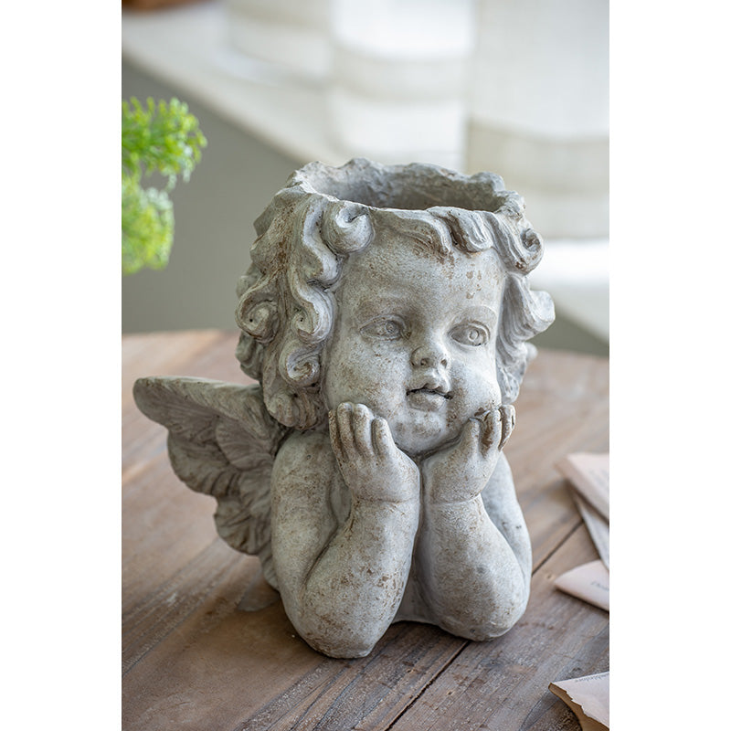 Cement Cherub Planter