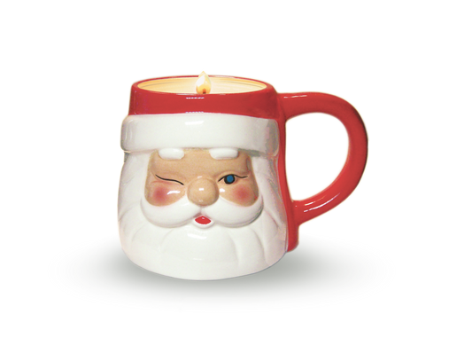 Large Winking Santa Mug Candle