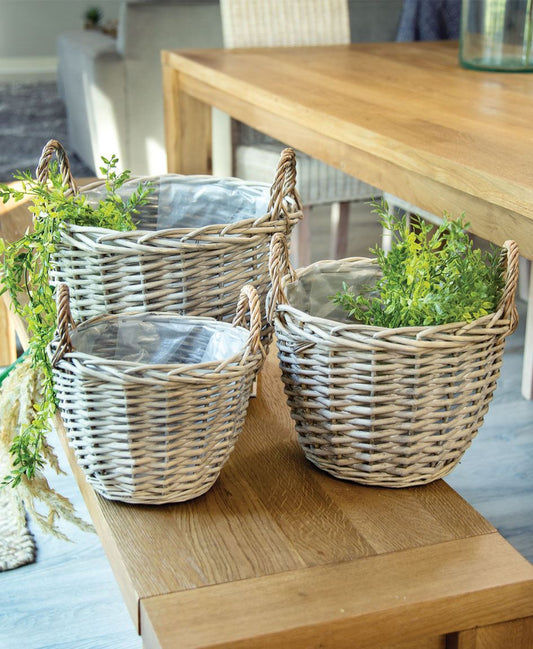 Greywashed Willow Gathering Basket