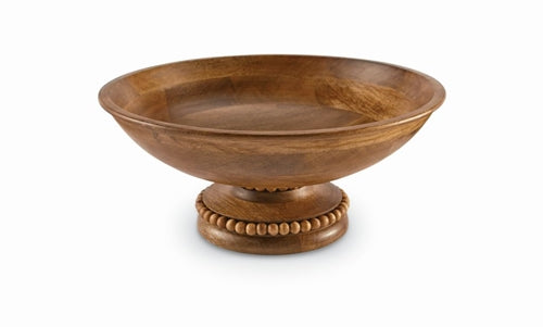 Beaded Wood Bowl WIth Pedestal