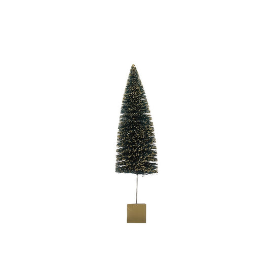 Bottle Brush Tree on Gold Wood Base, Midnight Blue w/ Gold Glitter