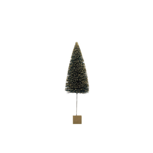 Bottle Brush Tree on Gold Wood Base, Midnight Blue w/ Gold Glitter