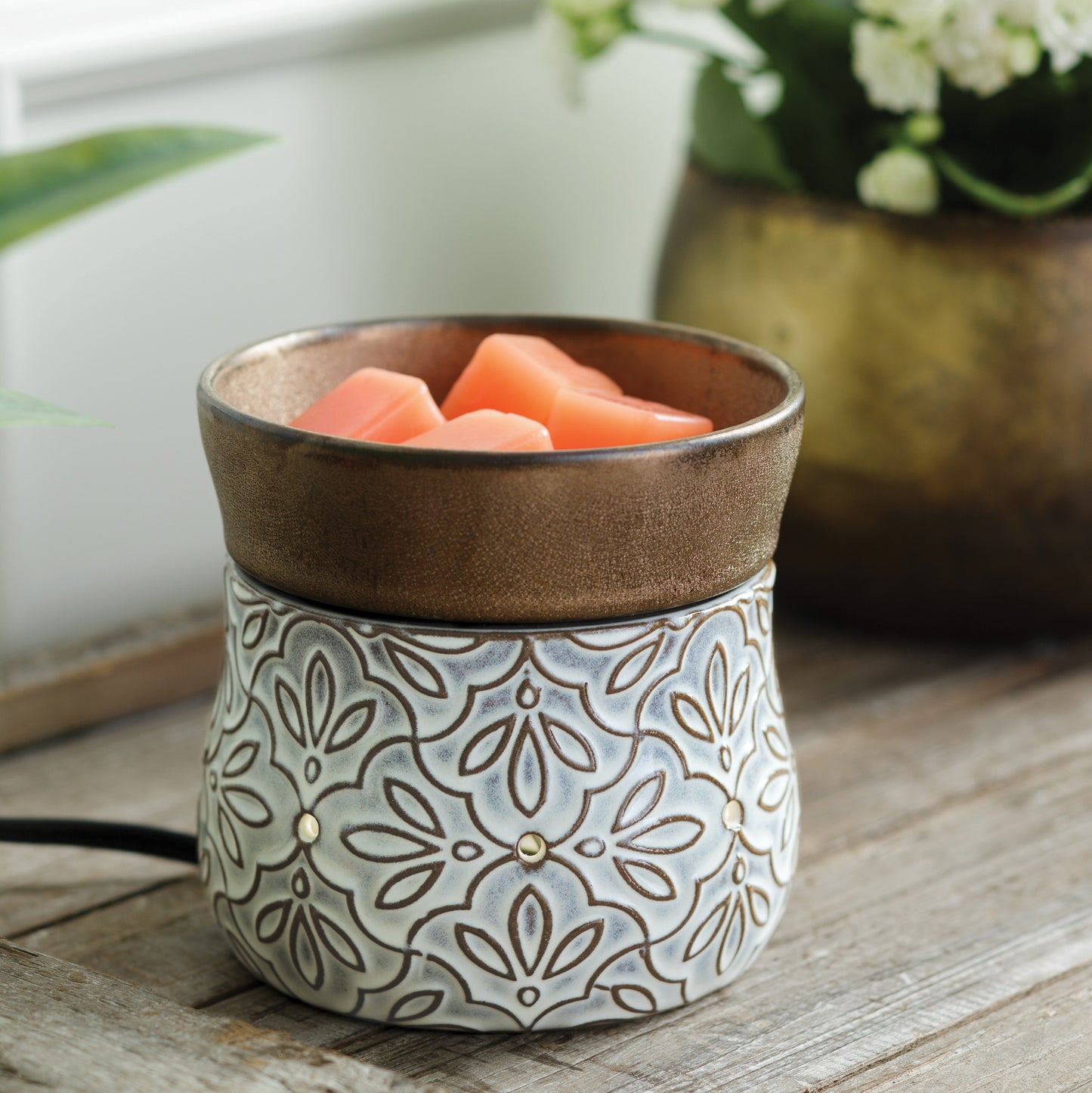 Bronze Floral 2-in-1 Deluxe Wax/Candle Warmer