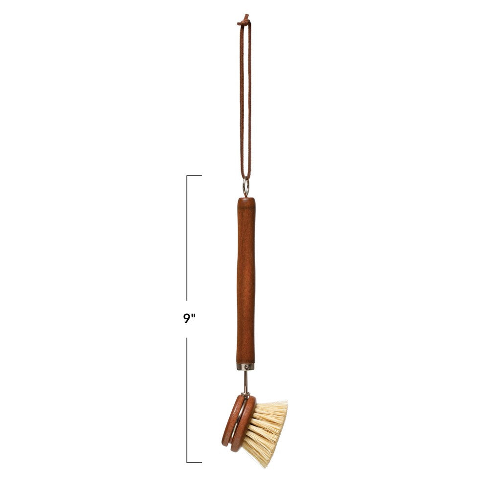 Brown Beech Wood Brush with Leather Tie