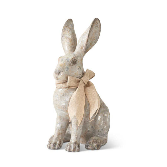 Resin Distressed Gray Sitting Bunny