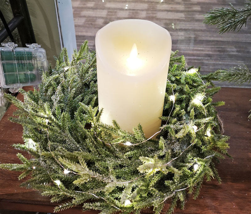 Lit Pine Candle Ring