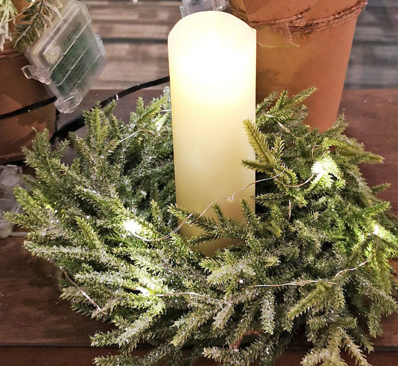 Lit Pine Candle Ring