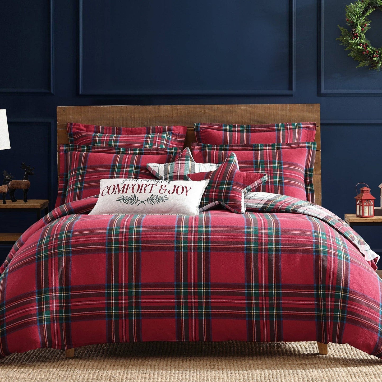 Spencer Plaid Flannel Duvet/Comforter Set: Comforter / King/Cal King / Red