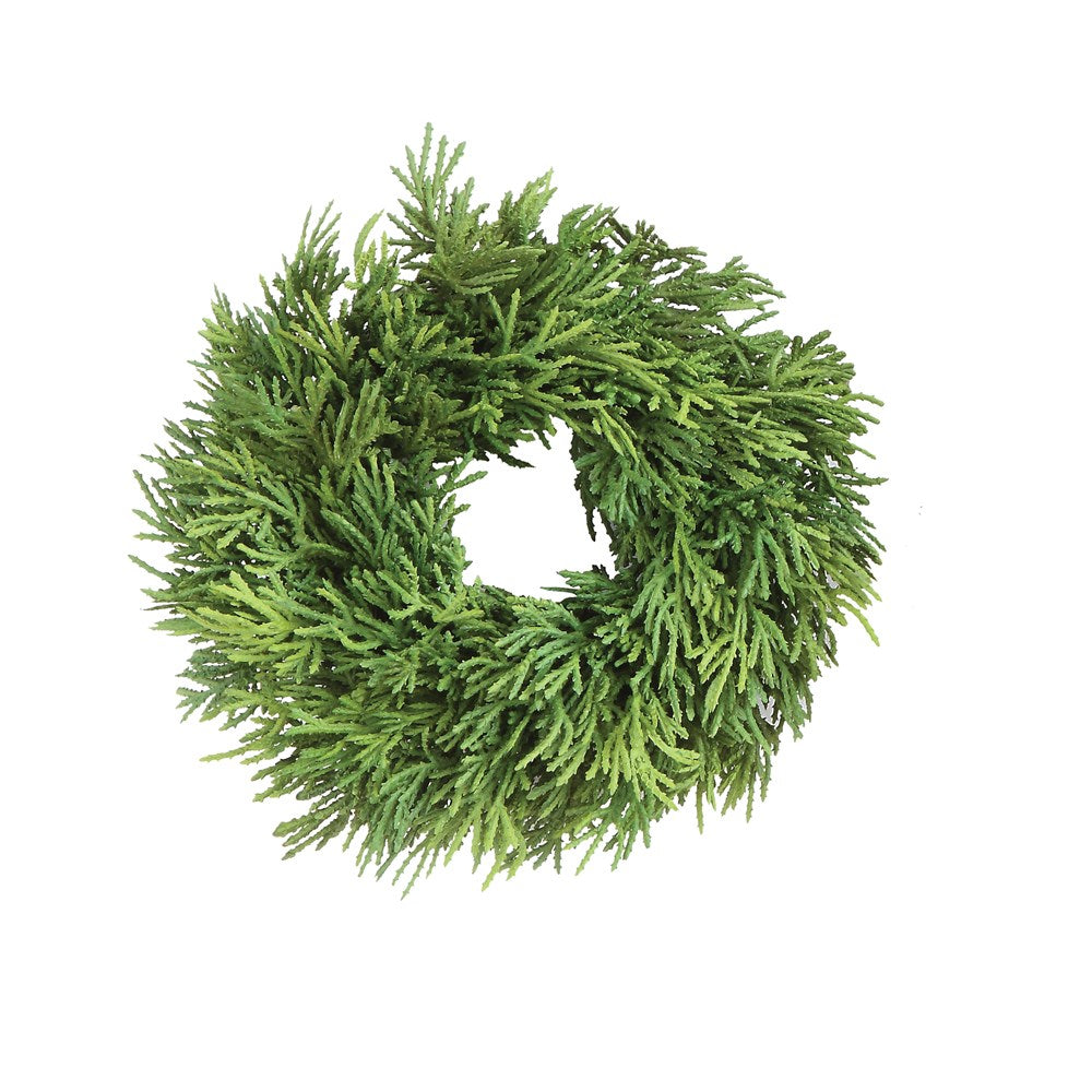 Round Artificial Cedar Wreath, Green