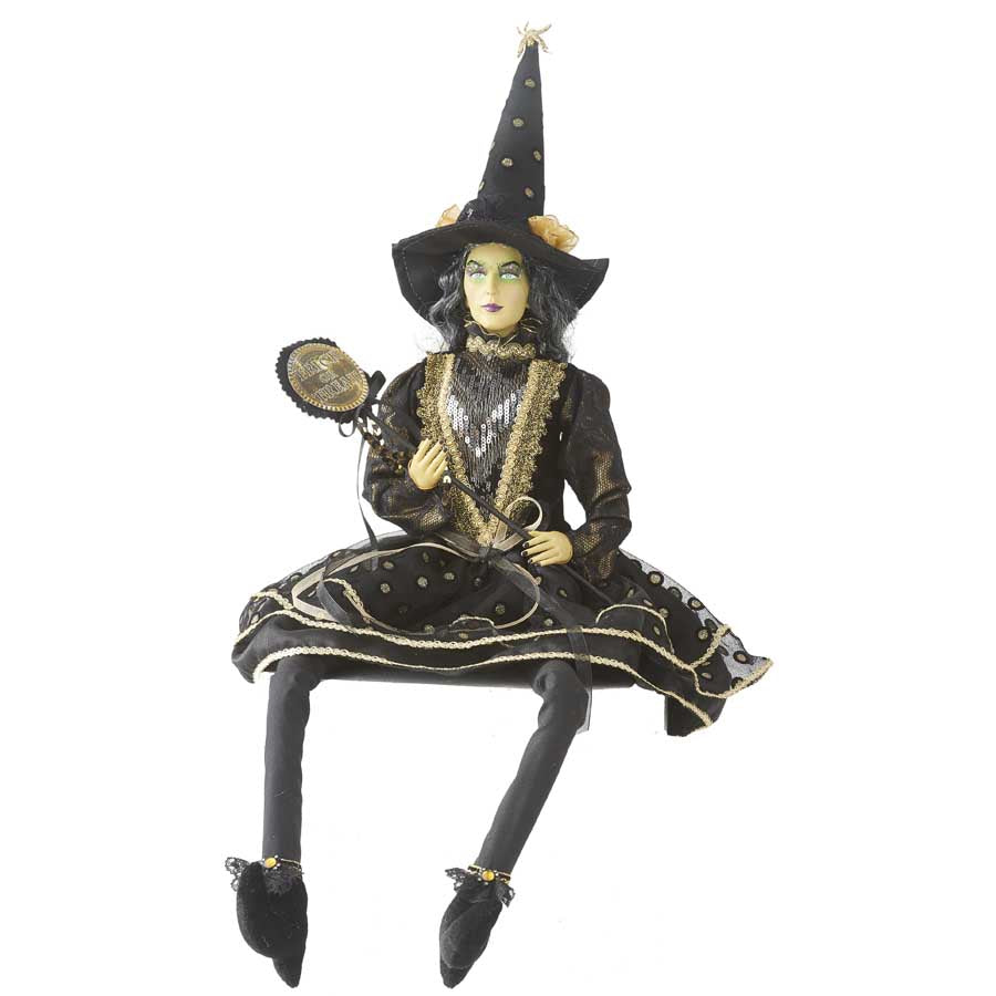 Clara Sitting Witch w/Black and Gold Dot Dress