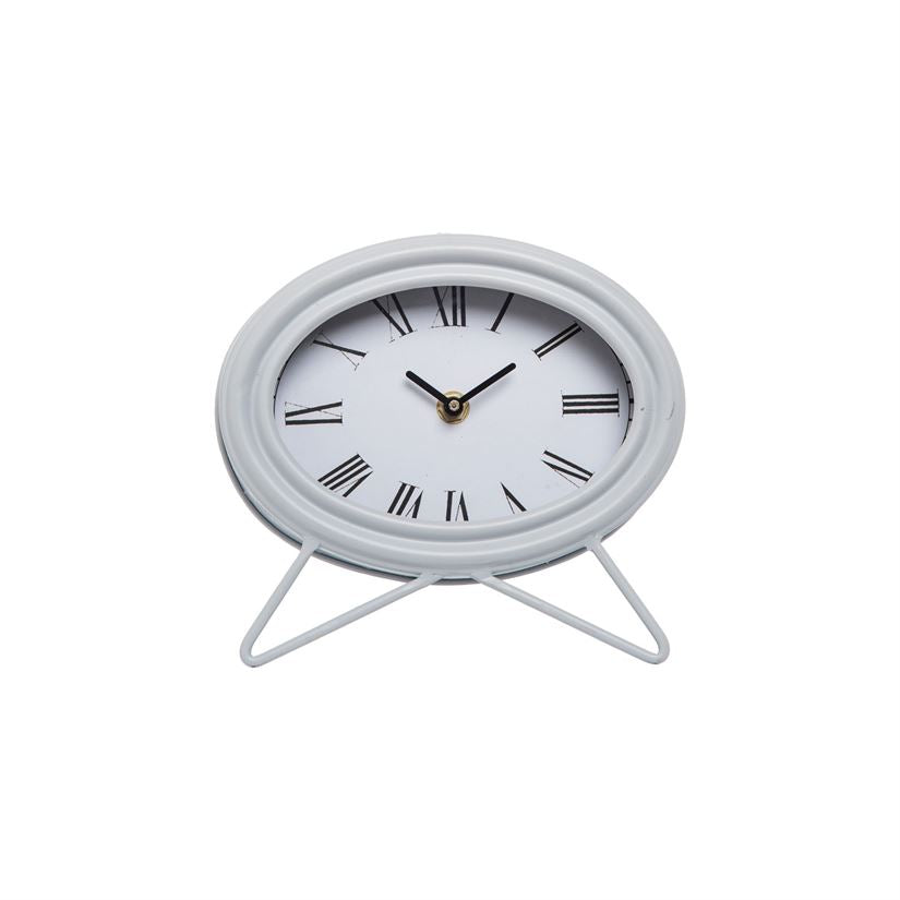 Grey Oval Tabletop Clock