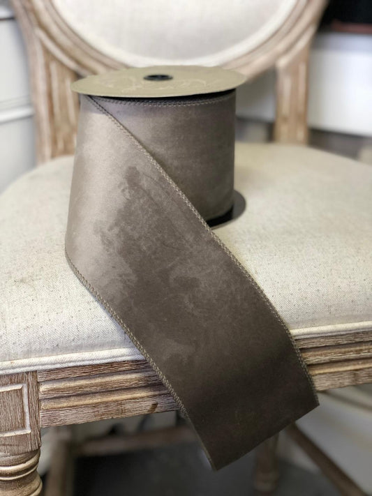 Velvet Taffeta Ribbon-Concrete