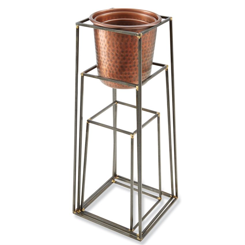 NESTED COPPER POT & STAND SET