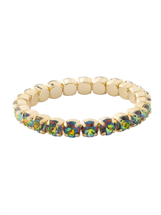 Multi-Colored Crystal and 10K Gold Stretch Bracelet: Vibrant