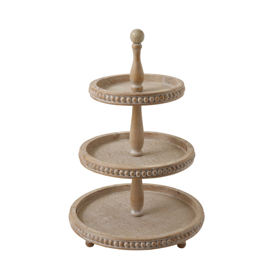 Decorative Wood 3-Tier Tray