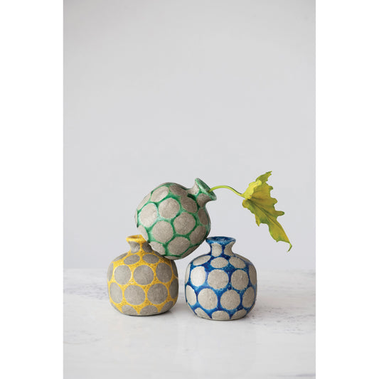 Yellow Terra-cotta Vase with Wax Relief Dots