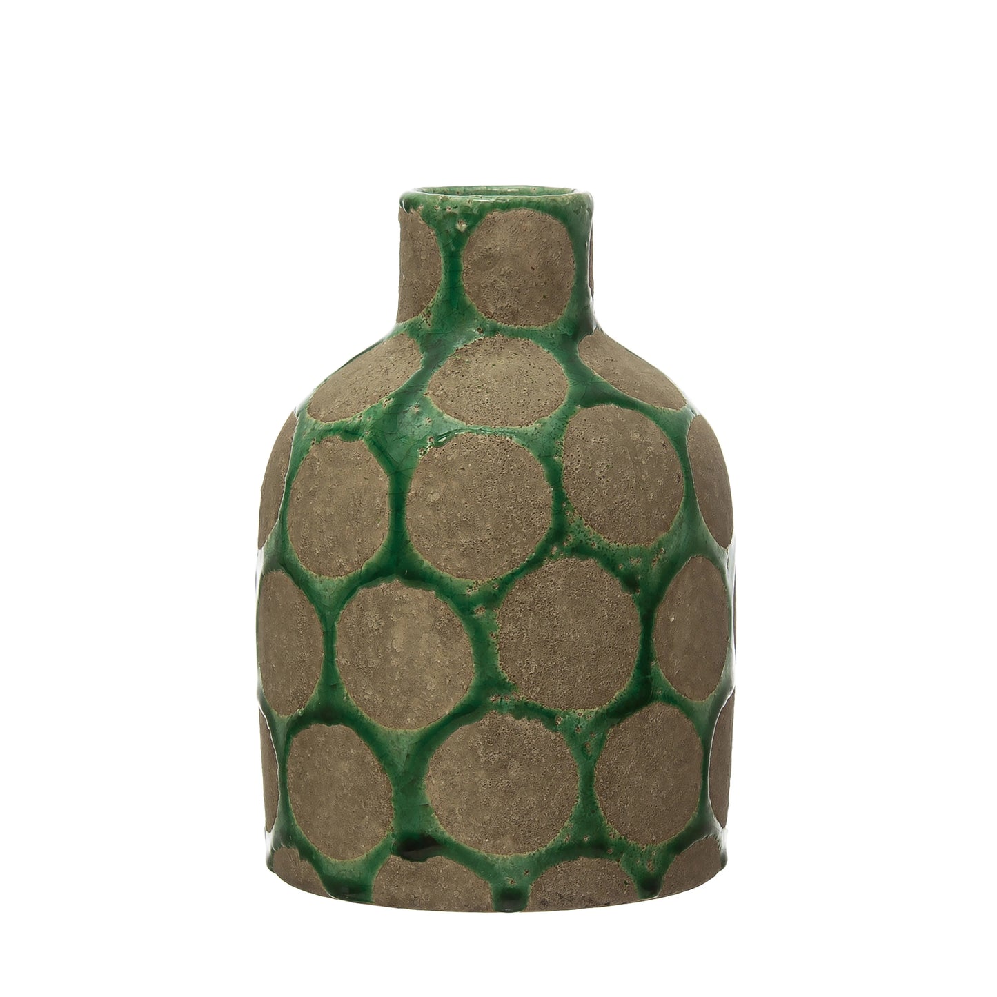 Green Terra-cotta Vase with Wax Relief Dots