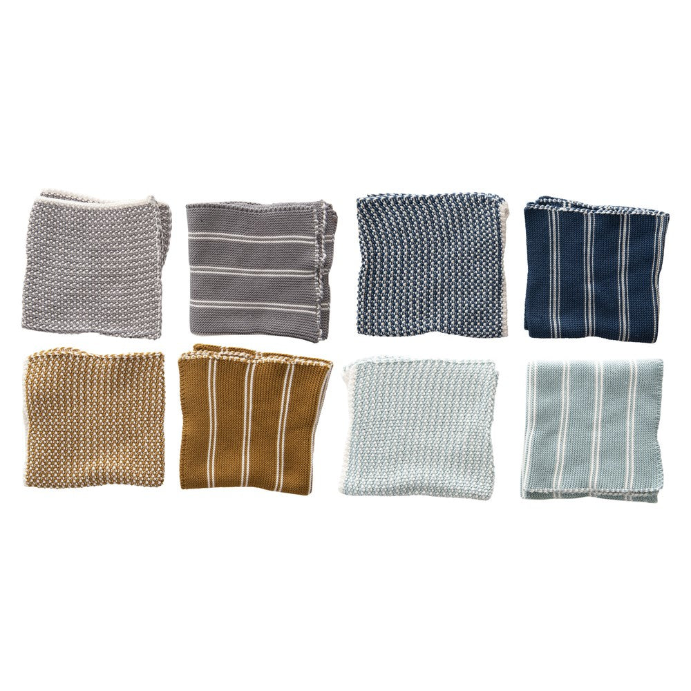 12" Square Cotton Knit Dish Cloths, Set of 2