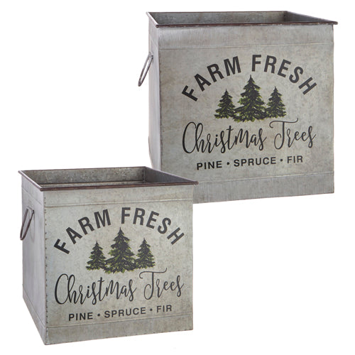 Farm Fresh Christmas Trees Square Bucket