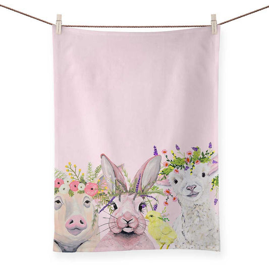 Flora & Fauna On The Farm Tea Towel