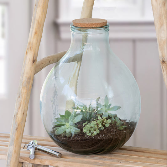 Glass Terrarium with Garden Tools