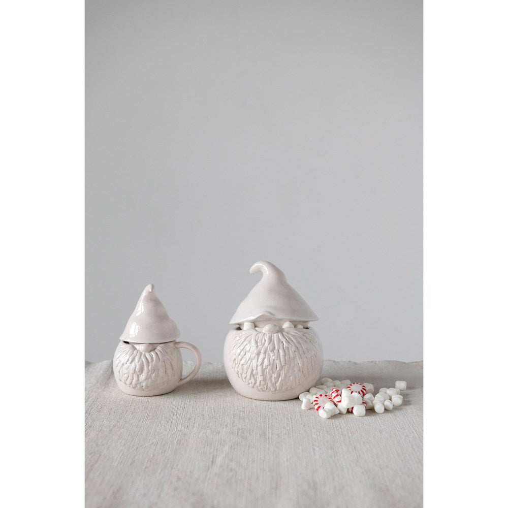 Stoneware Gnome Jar, White