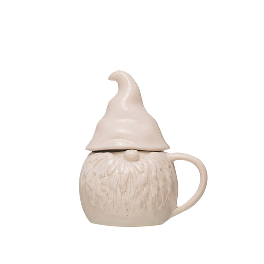 Stoneware Gnome Covered Mug, White